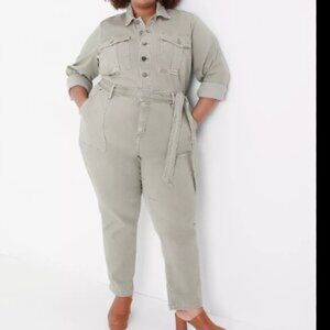 Lane byrant Denim Straight Leg Jumpsuit Womens Plus Size 24/26 in color green